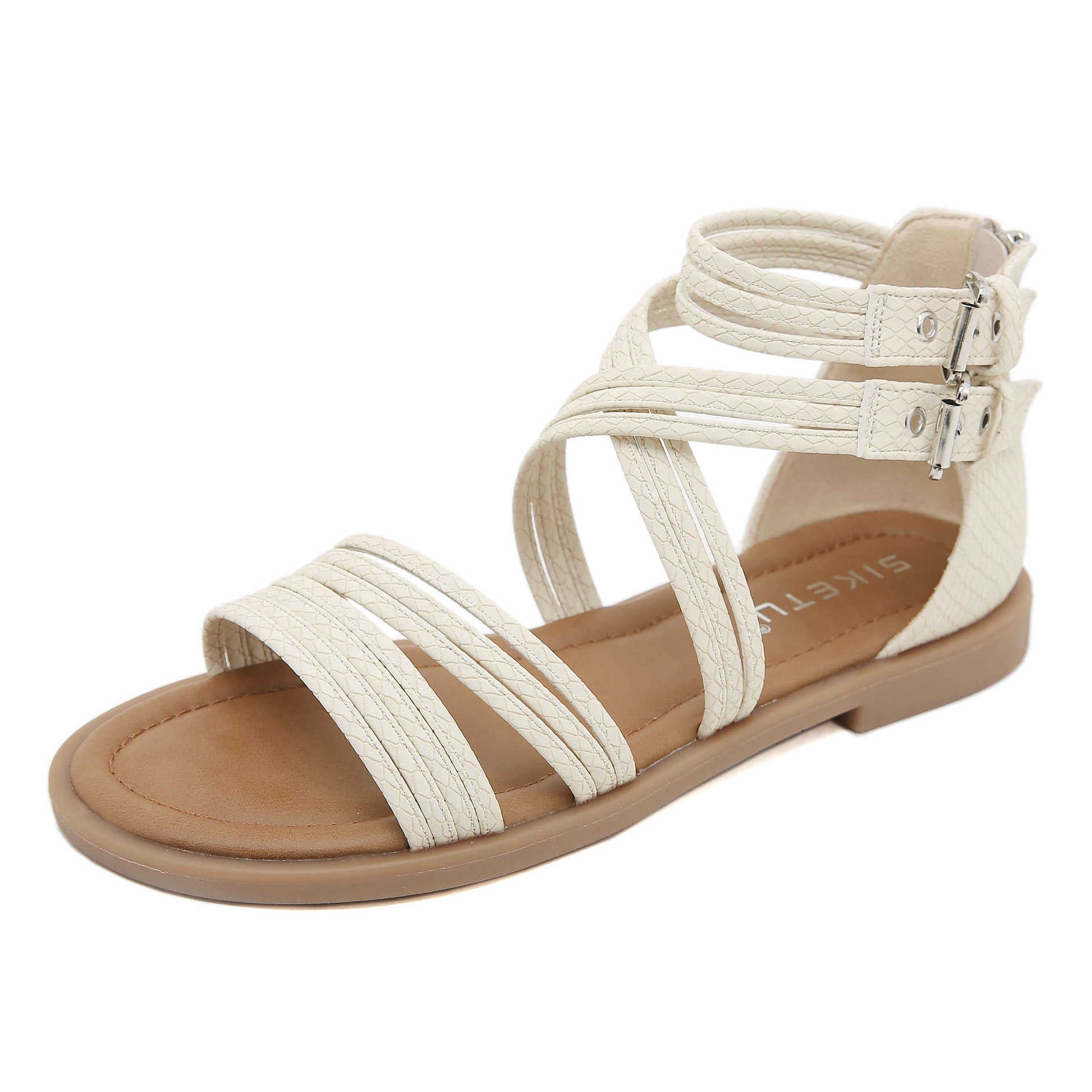 K9001-Size 3 (35-42) Open Toe Thick Bottom Soft Bottom Cross Roman Sandals