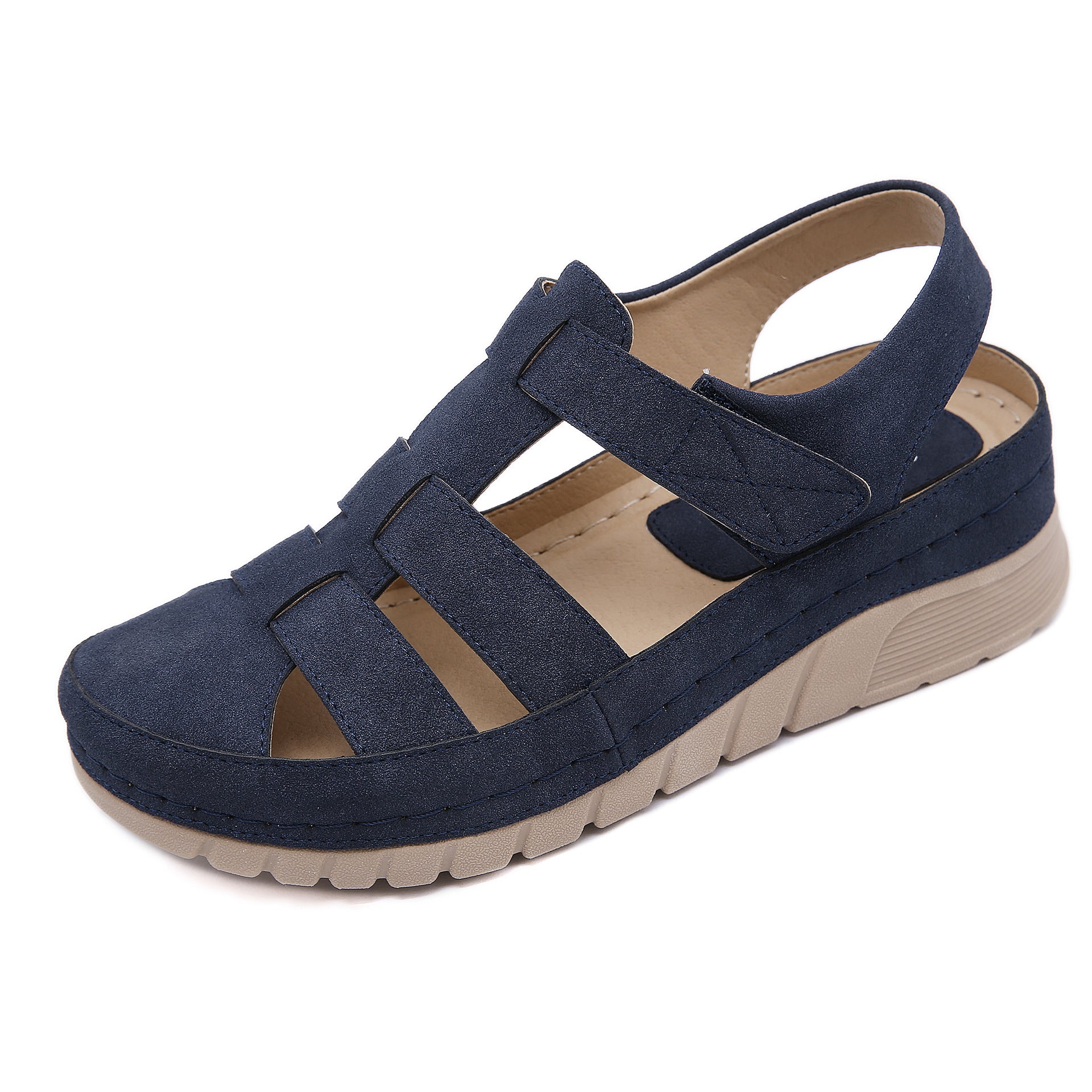 Retro Sandals Women's Outsole Light Free-Rider Line Casual Wedge Closed Toe Shoes