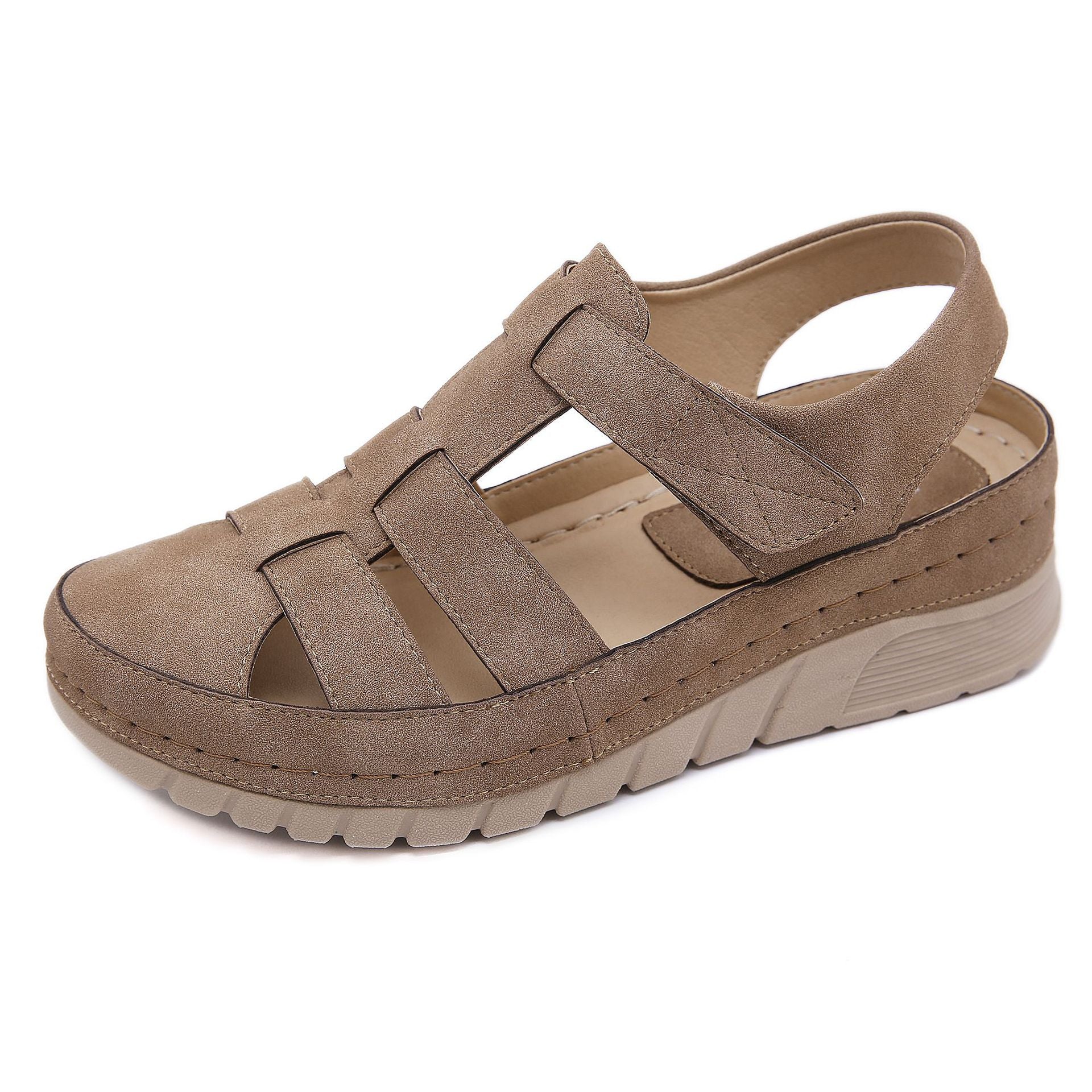 Retro Sandals Women's Outsole Light Free-Rider Line Casual Wedge Closed Toe Shoes