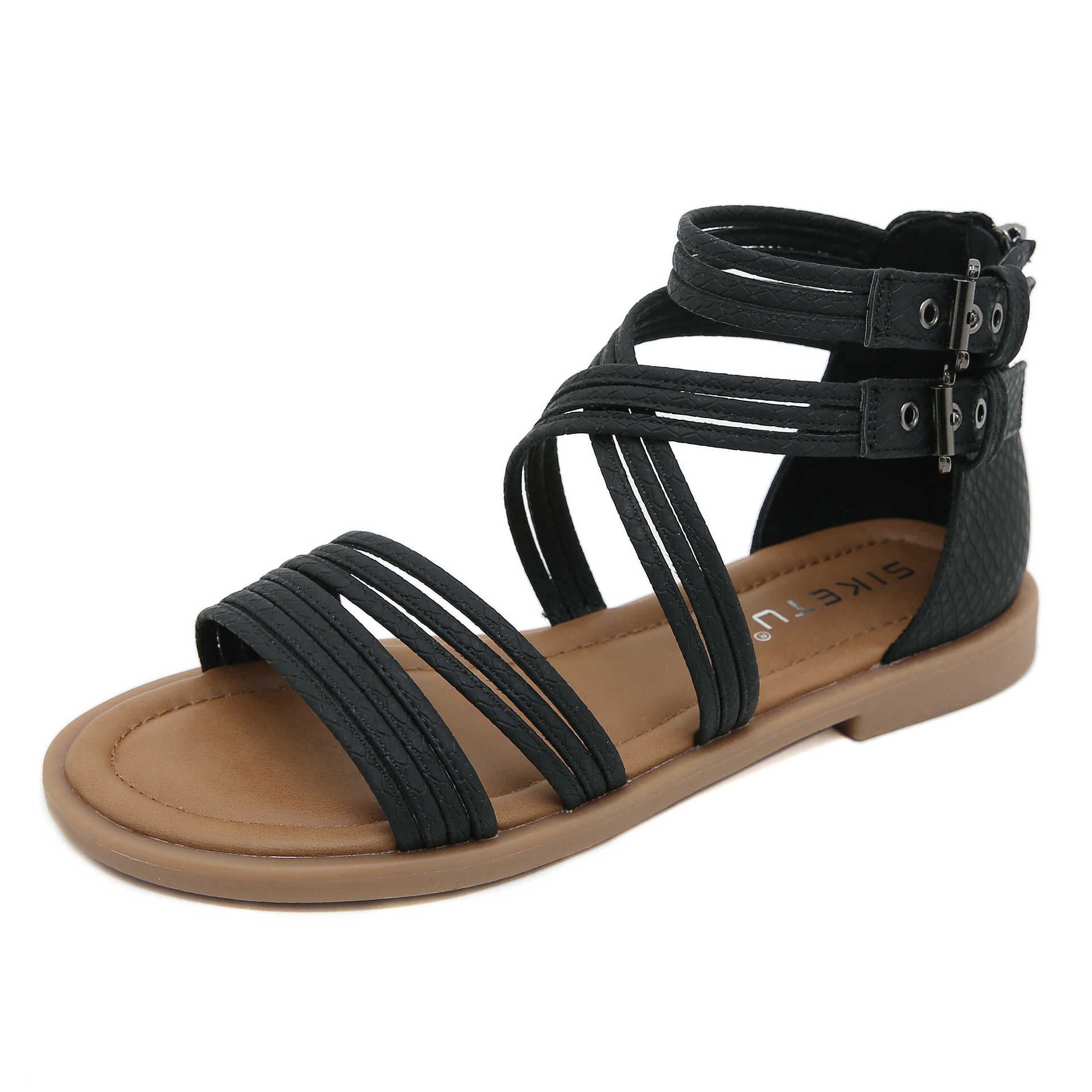 K9001-Size 3 (35-42) Open Toe Thick Bottom Soft Bottom Cross Roman Sandals