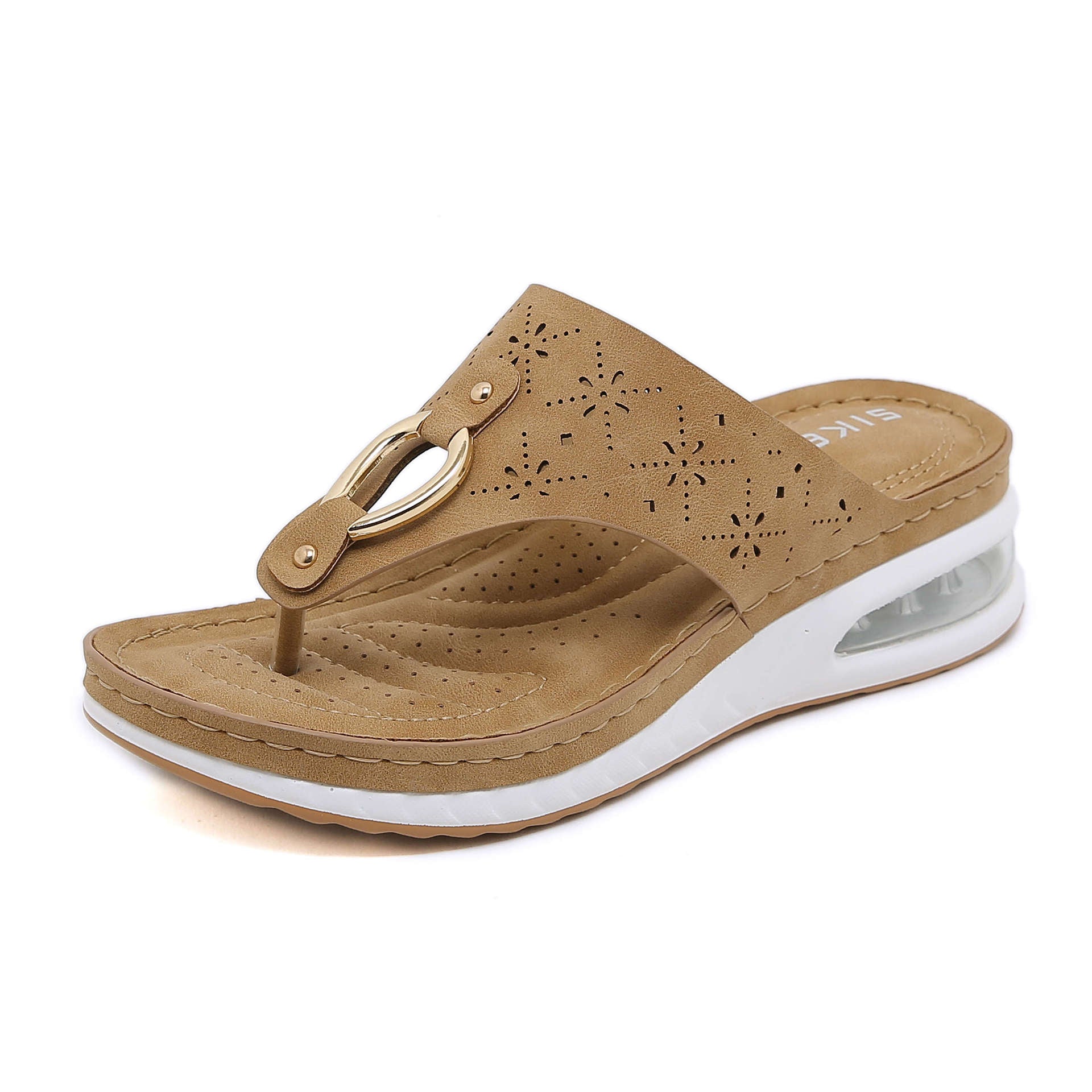 C321-4 Hollow-out Retro All-Match Flip-Flops Comfortable Lightweight Casual Sandals for Women