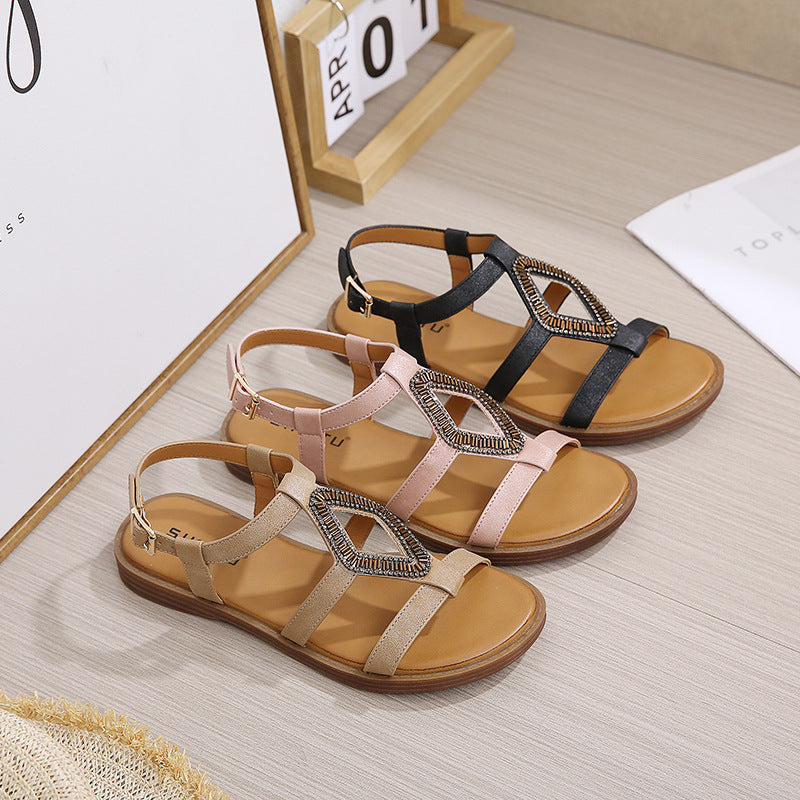 Alm3259-500 Fashionable Women's Sandals Elastic Band Lightweight and Comfortable