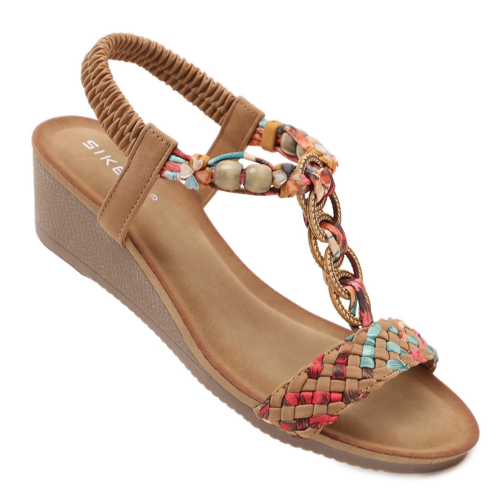 3217-1 Ethnic Style Women's Bohemian Retro Flower Wedge Large Size Sandals