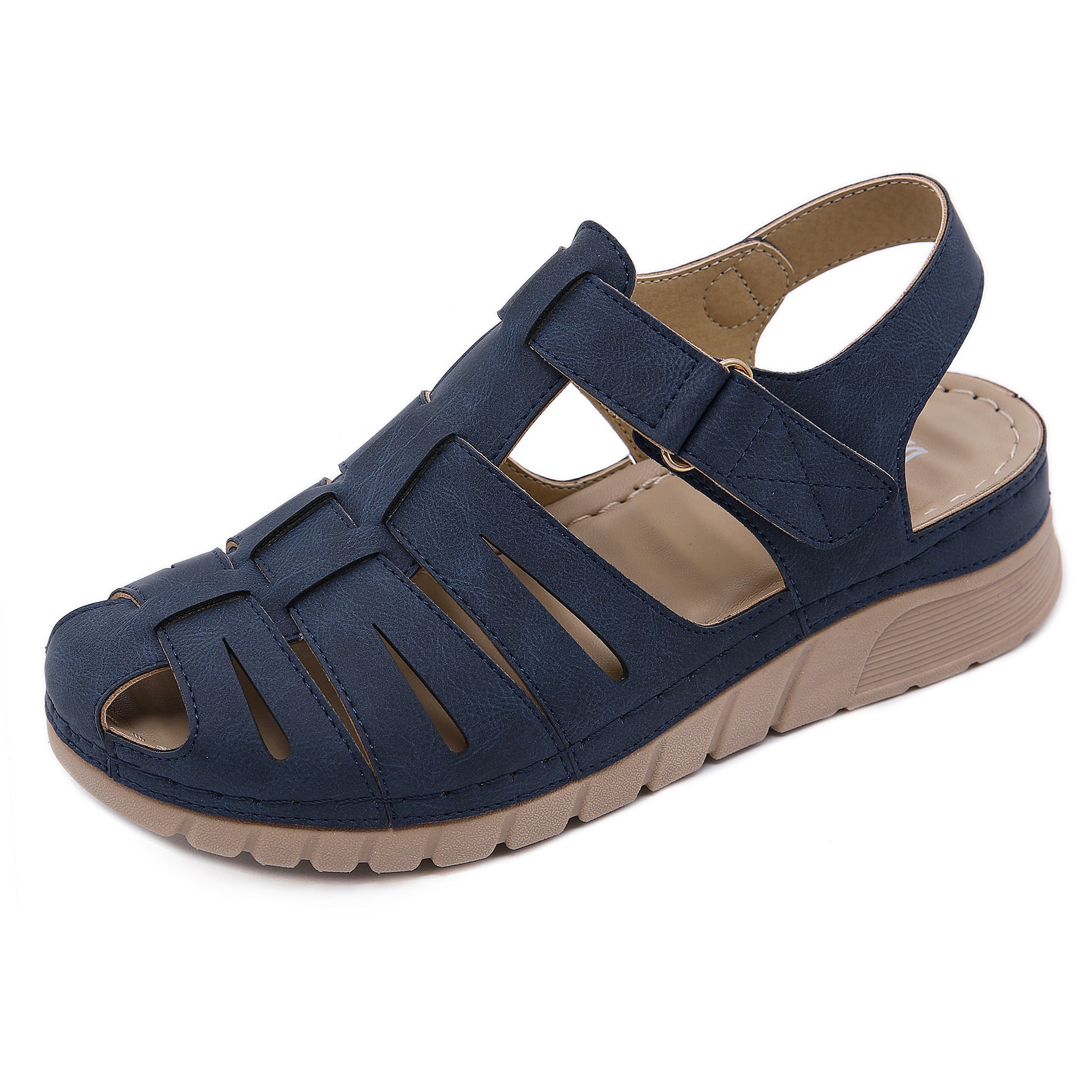 Retro Sandals Women's Outsole Light Free-Rider Line Non-Slip Wedge Closed Toe Shoes