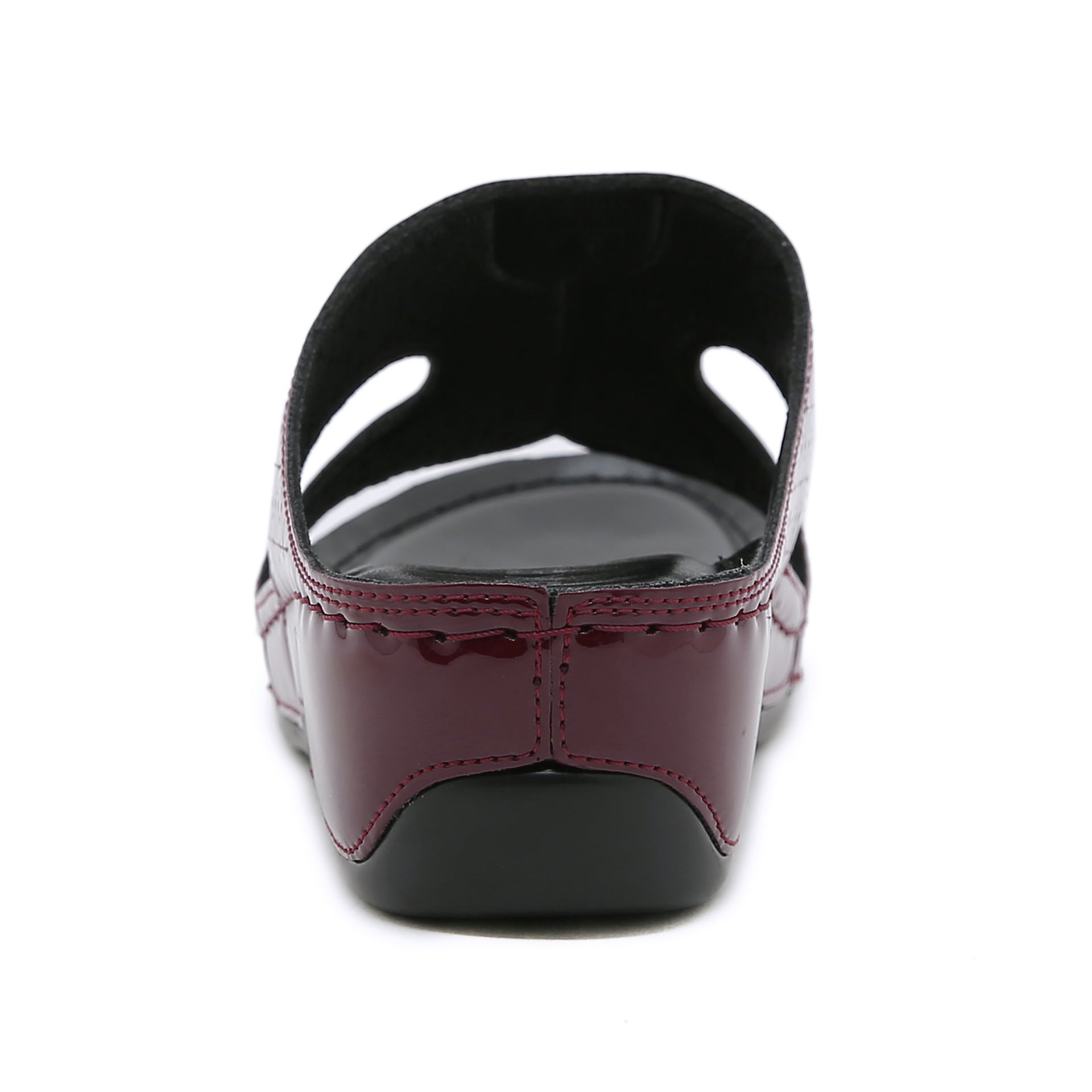 Non-Slip Bottom Women's Shoes Stitching Wedge Ethnic Flower Large Size Slippers Women