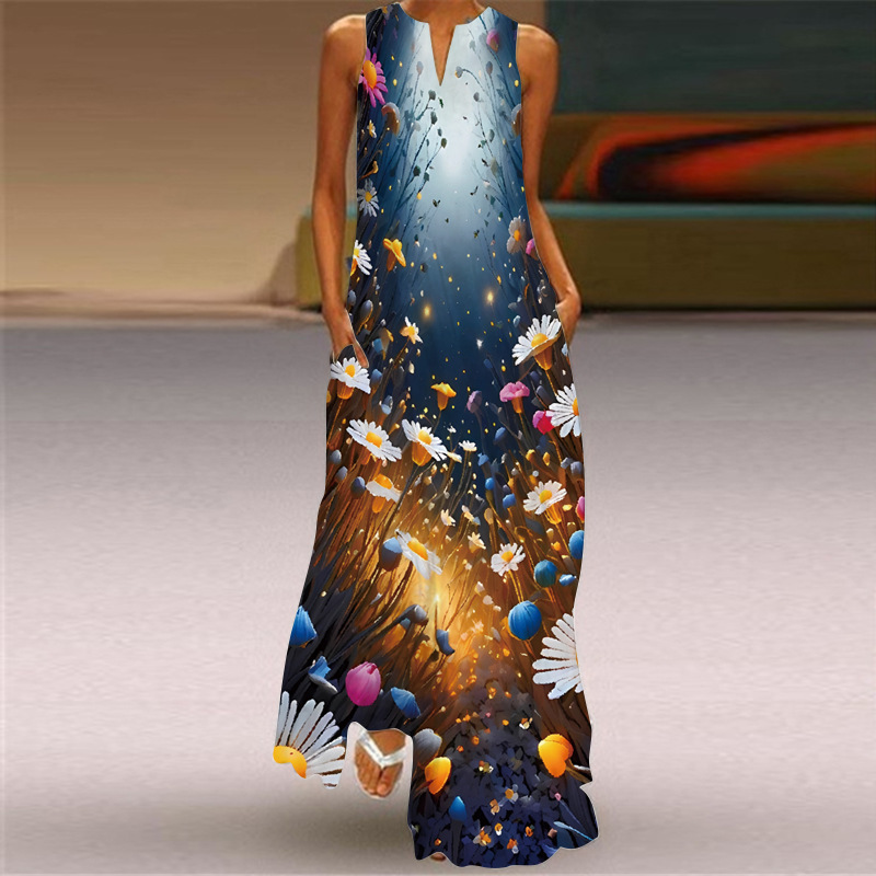 Women's Regular Dress Elegant V Neck Sleeveless Flower Butterfly Maxi Long Dress Banquet Party Date | Maxi Dresses