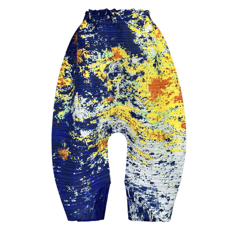 Printing Suit Loose Top All-Match Wide Leg Pants Harem Pants Two-Piece Set for Women