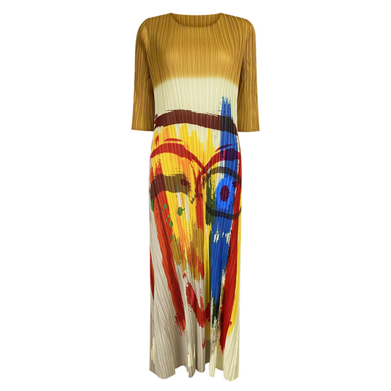 Niche Oil Painting Dress Women's Slimming Dress-Level Printed Floral Skirt