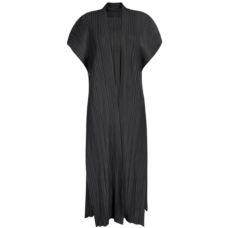 Elegant Mid-Length Pleated Skirt Design Double-Layer Stitching Dress Women