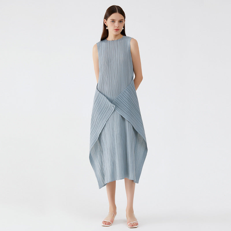 Casual Loose Slimming Sleeveless round Neck Sleeveless Swing Long Dress Women