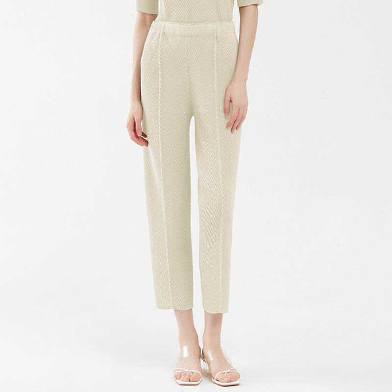Scale Pleated Casual Slimming Trousers Loose Solid Color Skinny Pants All-Matching Pants Women