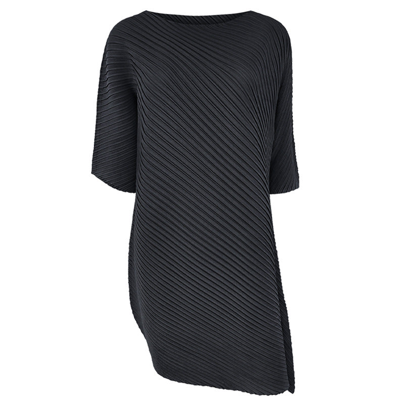 off-Shoulder Collar Irregular Top Women's Design Sense Niche Loose Three-Quarter-Length-Sleeved T-shirt Women