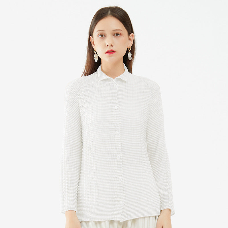 Comfortable Long Sleeve Shirt Non-Ironing Shirt Design Sense Niche Top Coat for Women