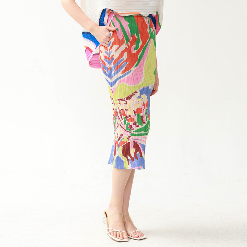 Painting Design Sense A- line Skirt Slim Fit Sheath Print Skirt