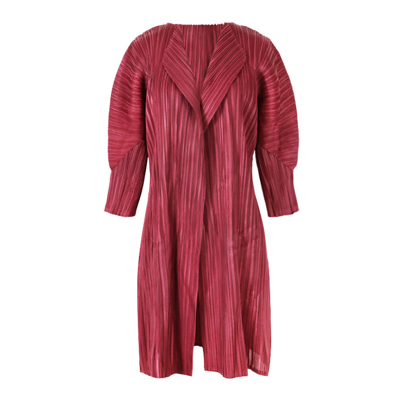 Mid-Length Top Thin Pleated Cardigan Jacket Long-Sleeved