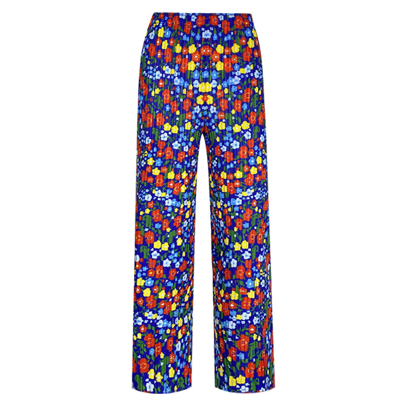 Comfort and Casual Straight-Leg Pants Women's Personality Street Hipster Small Floral Waist Casual Pants Women