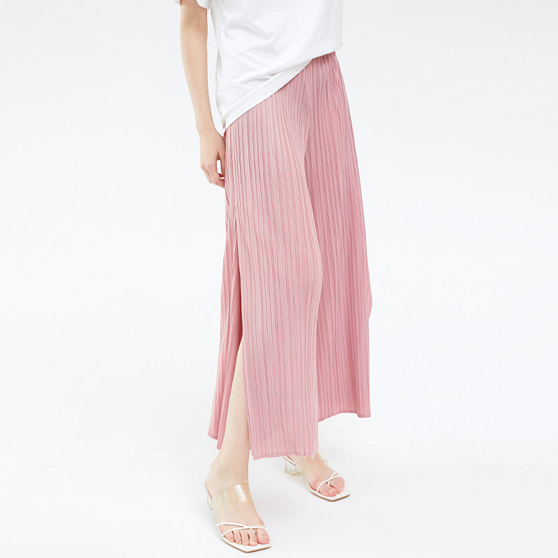 Ribbon Harem Pants Design Split Drooping Wide-Leg Pants Women's Lace-up Slimming Solid Color Trousers