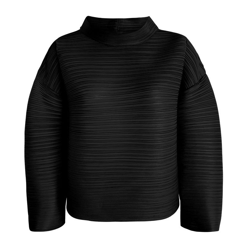 Long Sleeve Women's Design Blouse Solid Color Loose Lapel Pleated Casual Sleeve T-shirt Women