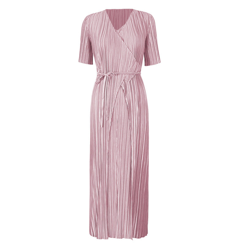 Dress Summer Women's Original Design Solid Color Stitching Mid-Length Loose Light Sense Dress Women