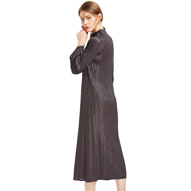 Comfortable Soft Dress Women's Mid-Length Slim Fit A- line Dress Long Sleeve Dress Women