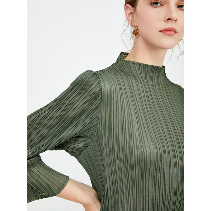 Comfortable Soft Dress Women's Mid-Length Slim Fit A- line Dress Long Sleeve Dress Women