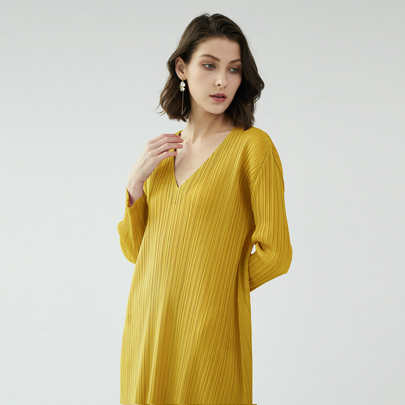 Dress Women's Simple Elegant V-neck Sexy Dress Waist Clothing Expansion Skirt