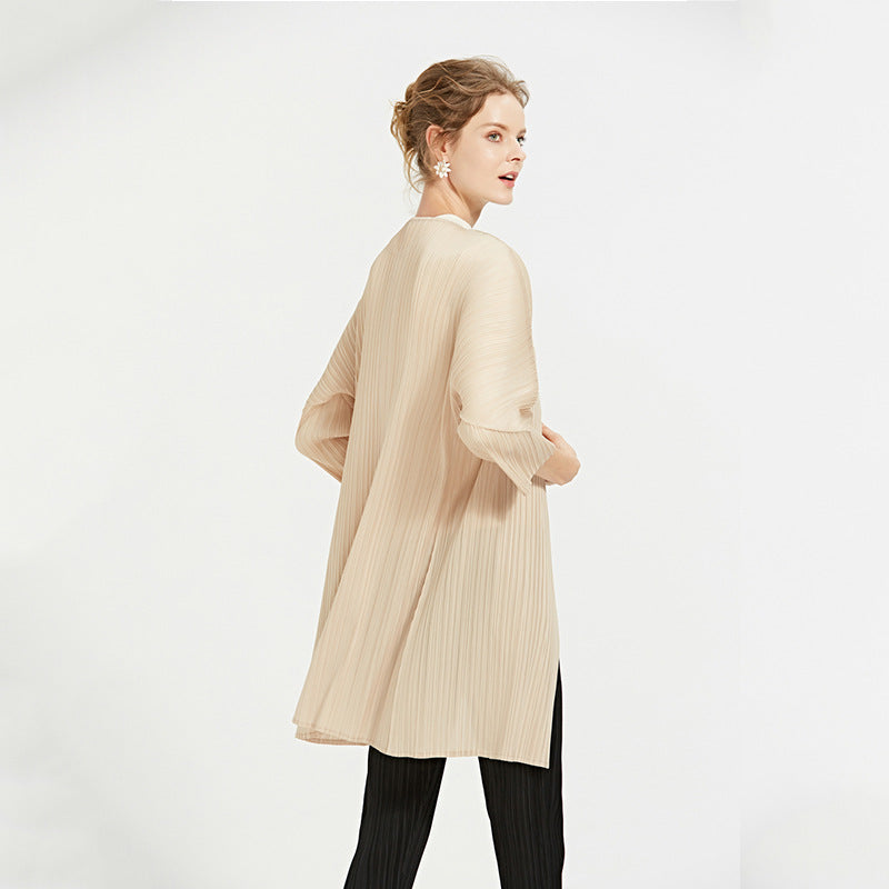 Mid-Length Top Thin Pleated Cardigan Jacket Long-Sleeved