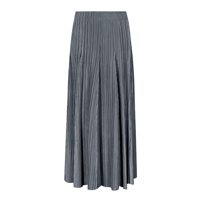 Leisure Anti-Aging Solid Skirt Women's Casual Mid-Length Patchwork Pleated Skirt Women