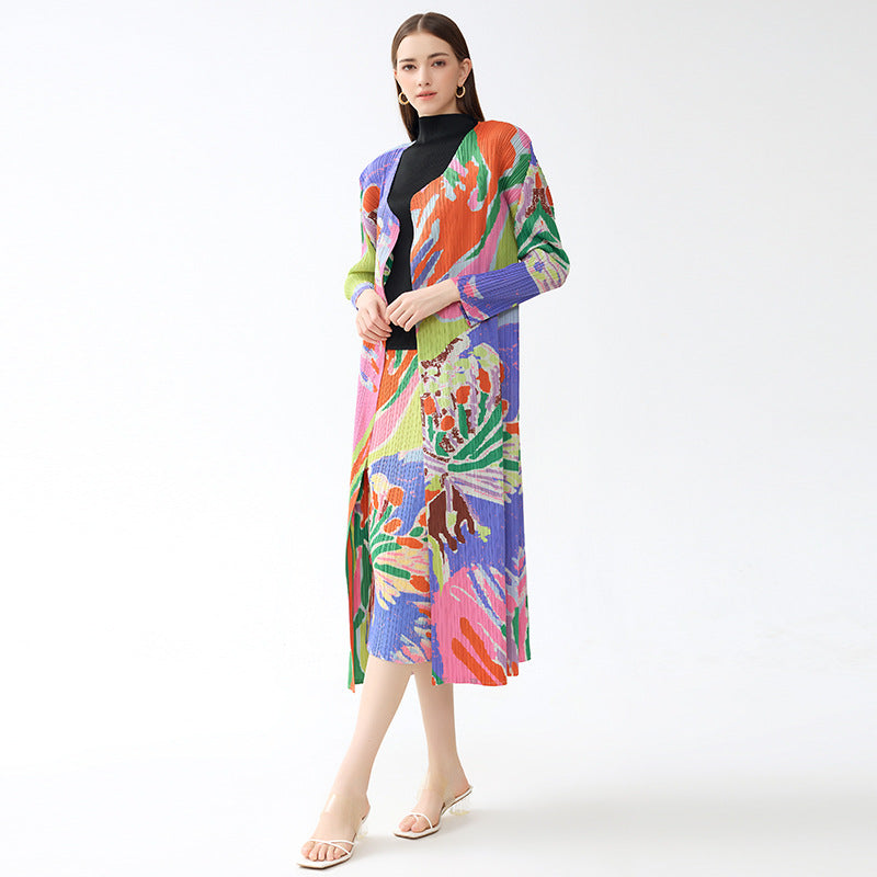 Printed Shawl Versatile Loose Graffiti Printing Classic Style Casual Jacket plus Size