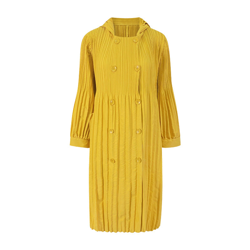 Fall South Korea Dongdaemun Baggy Coat Mid-Length Double-Breasted Trench Coat for Women