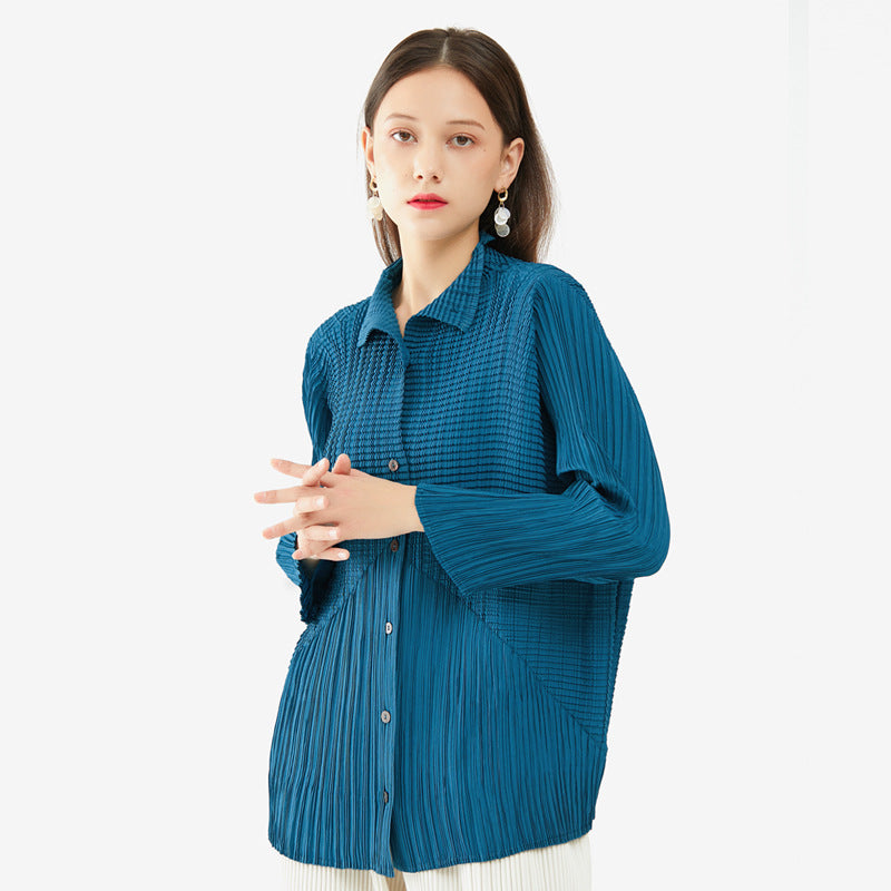Long Sleeve Peplum Top Simple Solid Color Shirt Women's Loose Tencel Cardigan Jacket