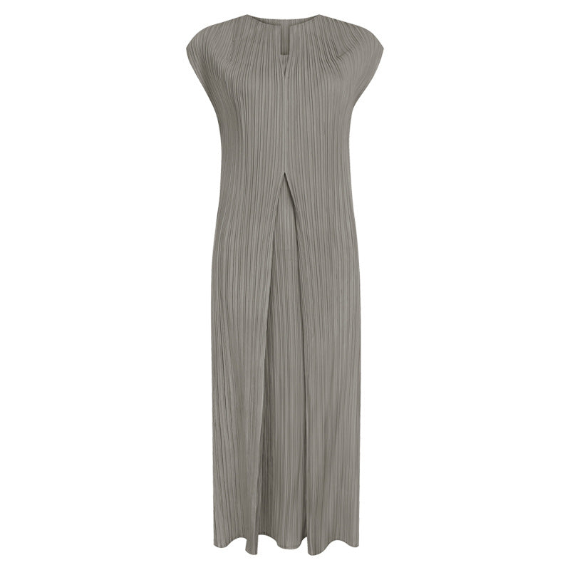 Elegant Style Vest Design Sleeveless V-neck Patchwork Skirt Dress Female Dress