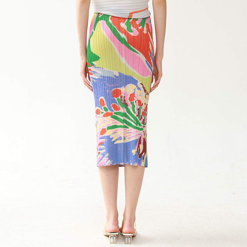 Painting Design Sense A- line Skirt Slim Fit Sheath Print Skirt