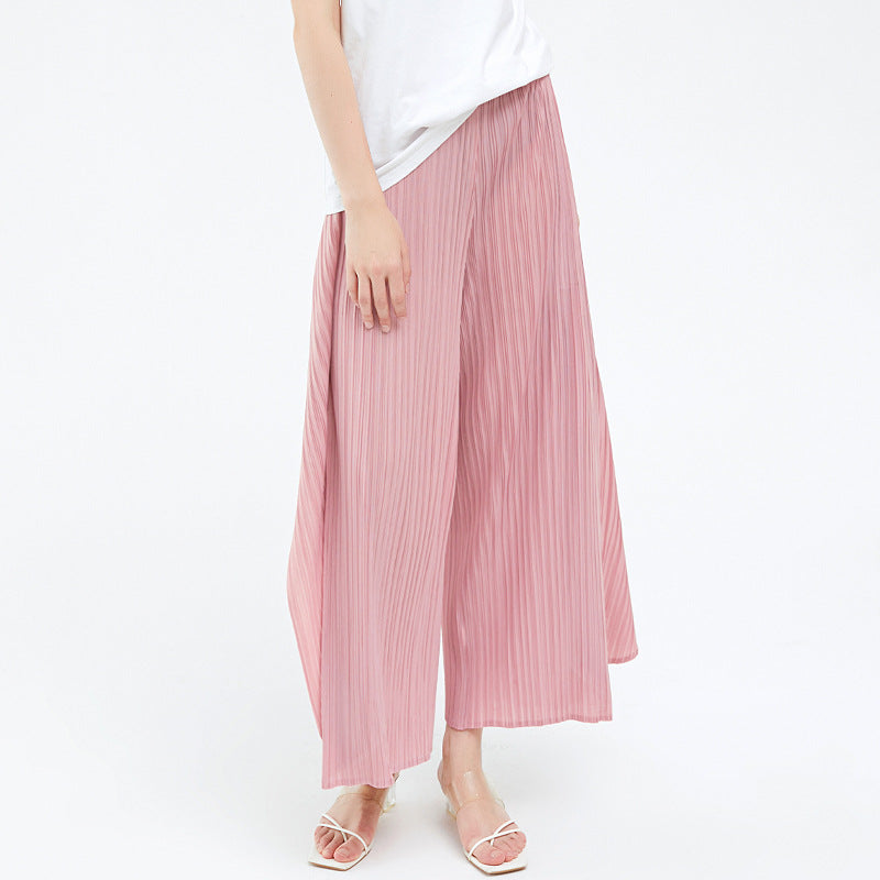 Ribbon Harem Pants Design Split Drooping Wide-Leg Pants Women's Lace-up Slimming Solid Color Trousers