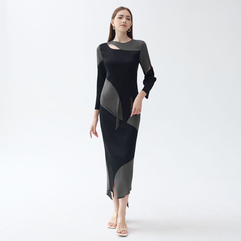 Personalized Contrast Color Suit Women's Autumn Sense Long Sleeve Slim-Fit Top Irregular Skirt