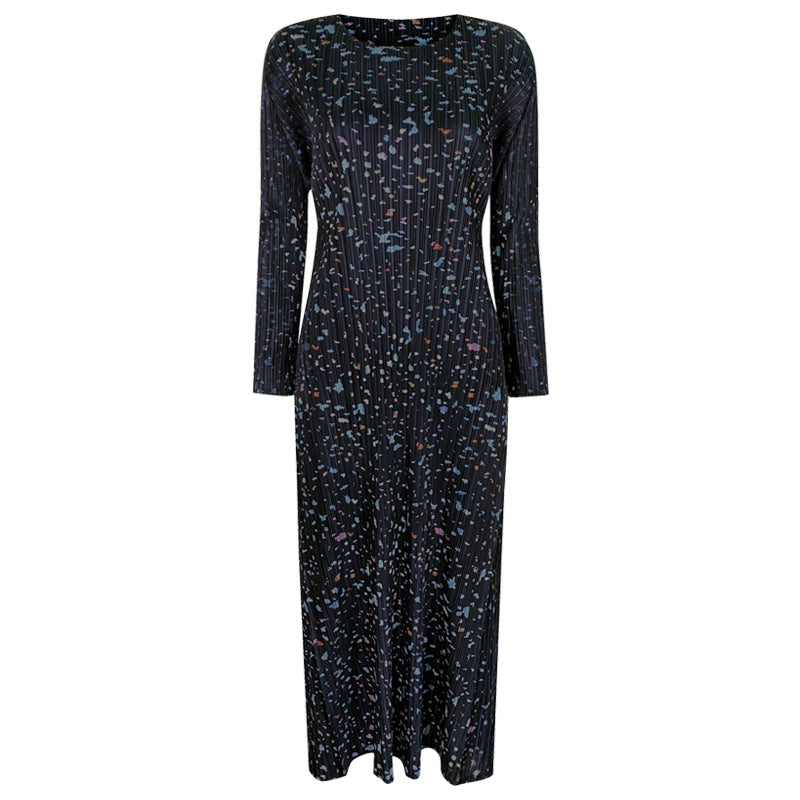 Dress Slim-Fit Long-Sleeved Loose-Fit Comfortable Floral A- line Skirt for Women