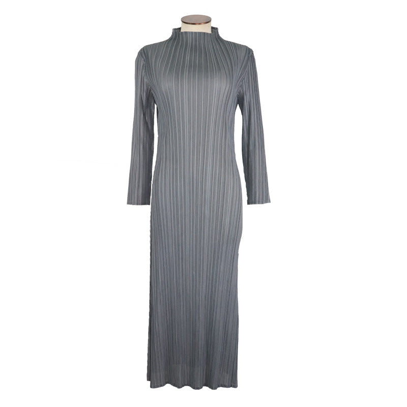 Comfortable Soft Dress Women's Mid-Length Slim Fit A- line Dress Long Sleeve Dress Women