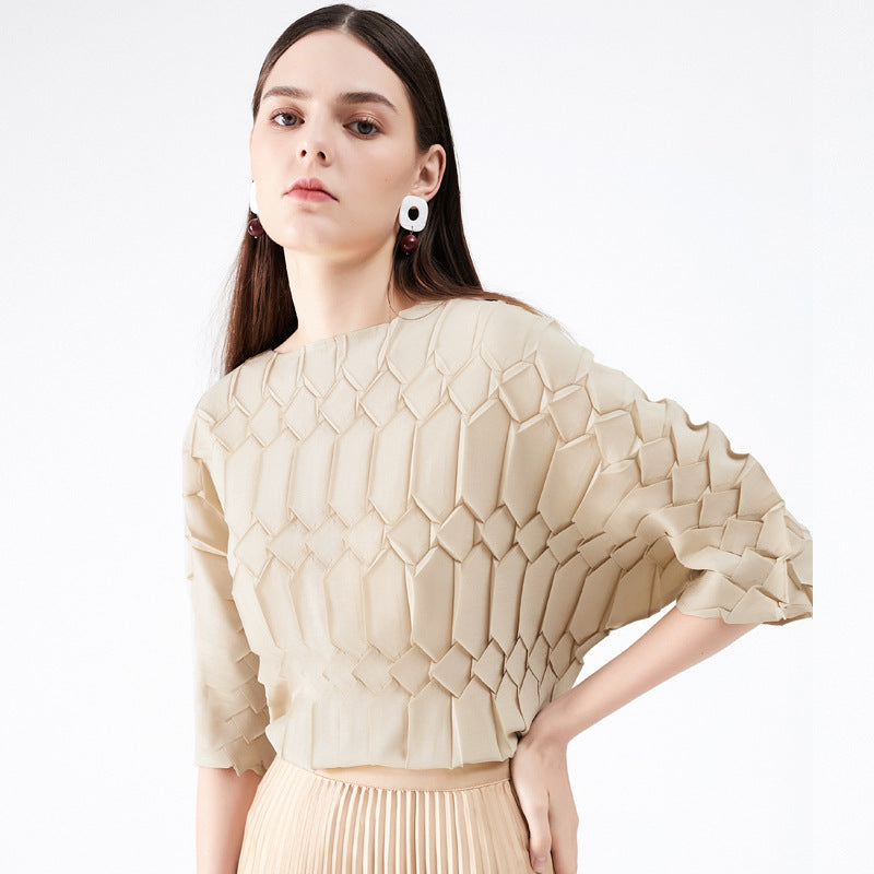 Plus Size Loose round Neck Top Bottoming T-shirt Women Wholesale Pleated