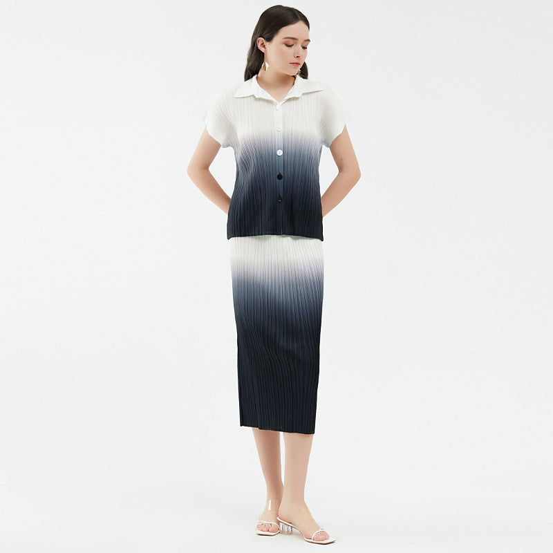 Petite Set Casual Design Blouse Gradient Temperament Twinset Female