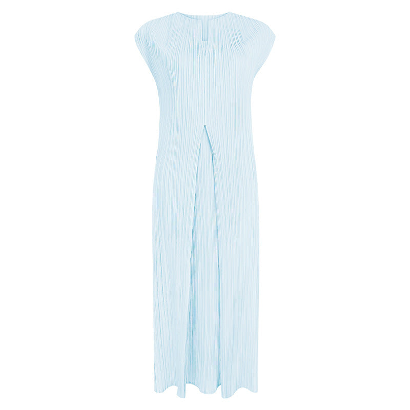 Elegant Style Vest Design Sleeveless V-neck Patchwork Skirt Dress Female Dress