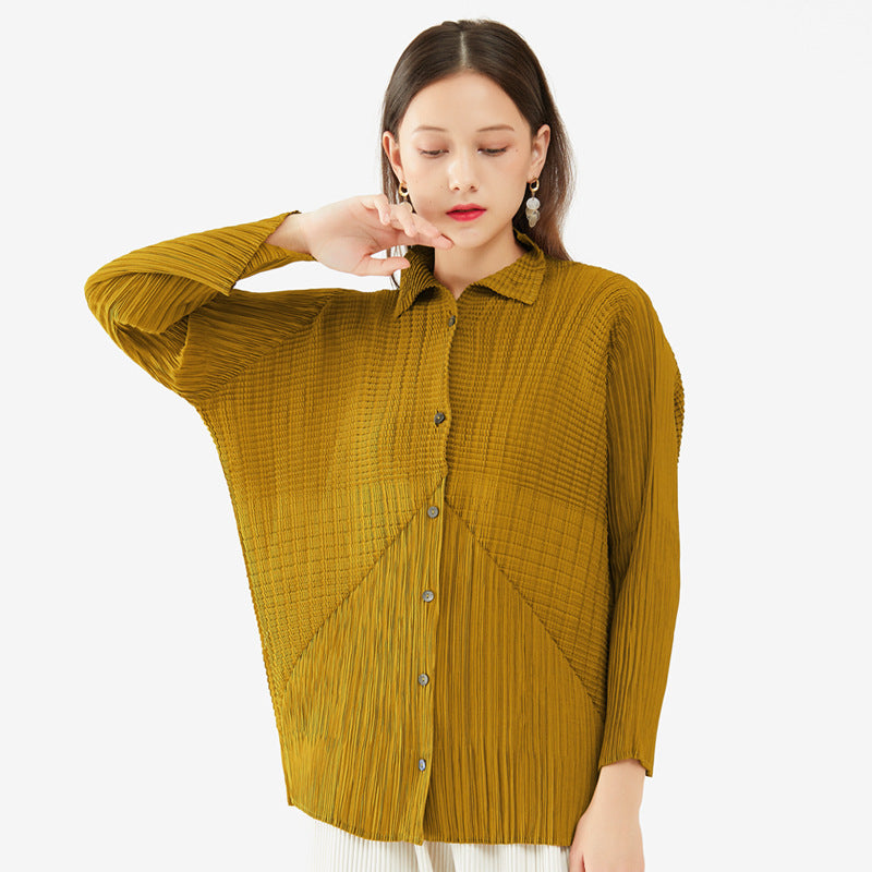 Long Sleeve Peplum Top Simple Solid Color Shirt Women's Loose Tencel Cardigan Jacket