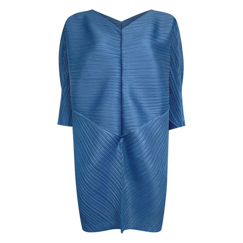 Batwing Sleeve Design Love Top Loose Solid Color Mid-Length Stitching Long Sleeve T-shirt Women