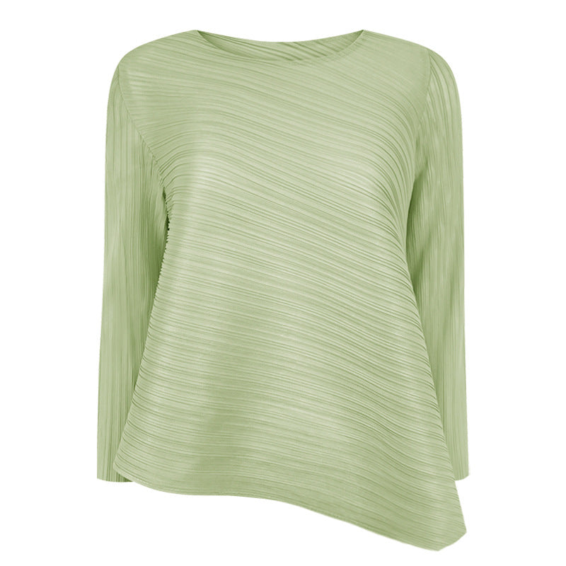 Basic Style Solid Color Long-Sleeved Top All-Match Bottoming T-shirt Women's Clothing