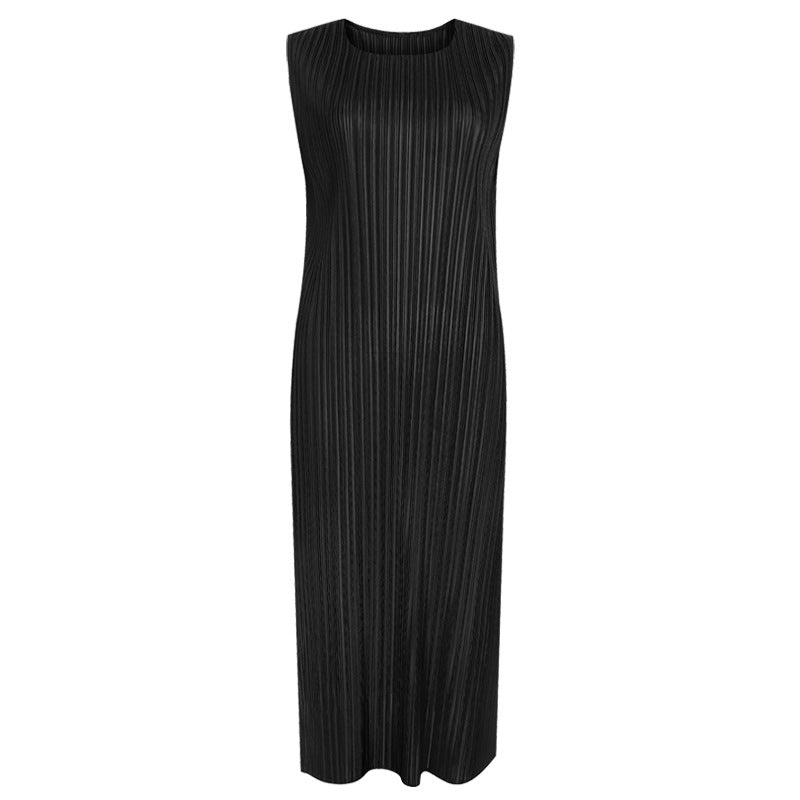 Design Sense Split Sleeveless Dress Women's Elegant Zipper Dress