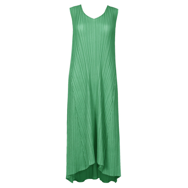 Dress Summer Women's Large Swing Waist-Controlled Lace-up Dress Elegant V-neck Sleeveless Skirt