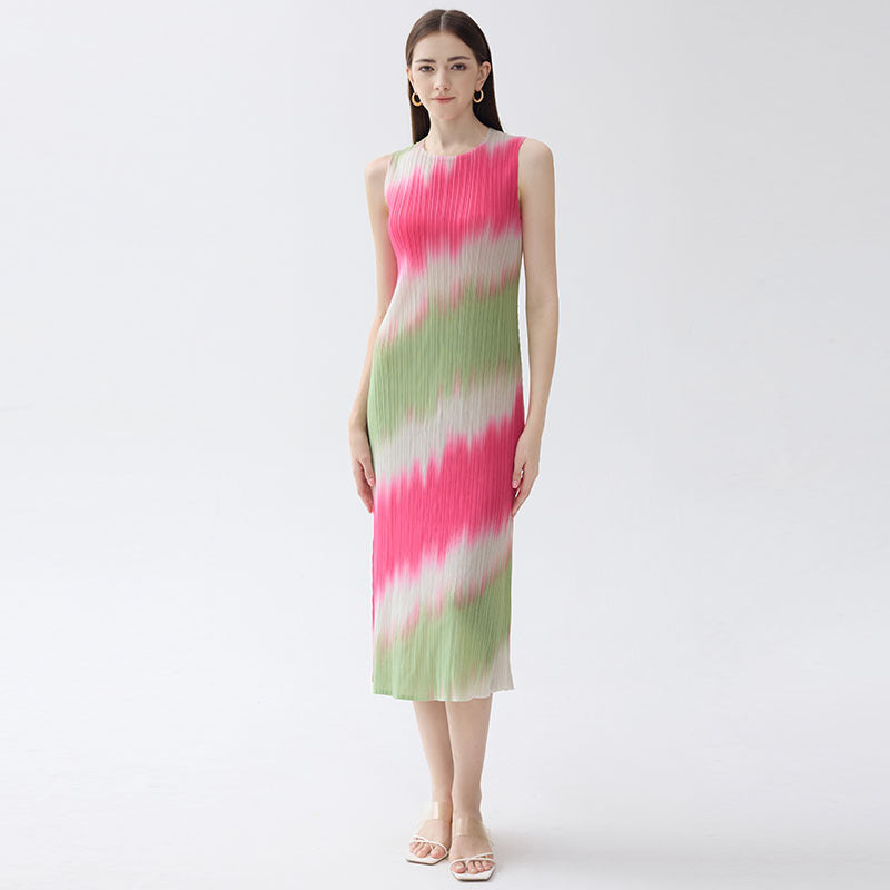 Gradient Slim Slimming round Neck Women's Two-Piece Dress Long-Sleeved Jacket A- line Skirt