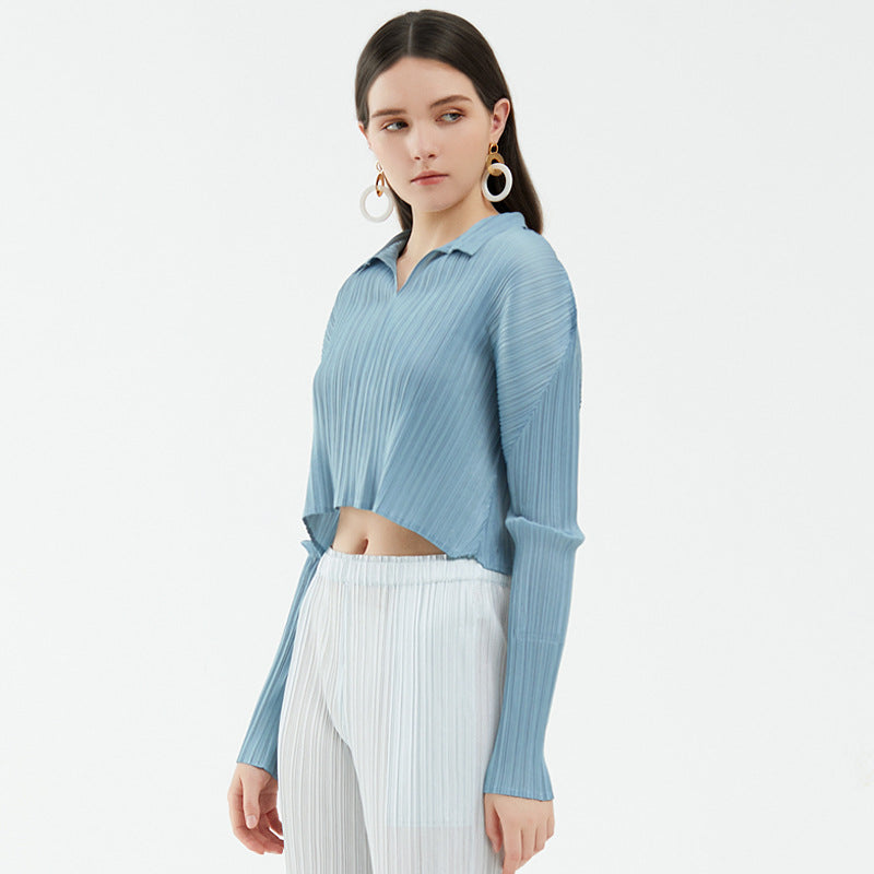 Design Temperament Fashion Top Cropped Long Sleeves T-shirt for Women