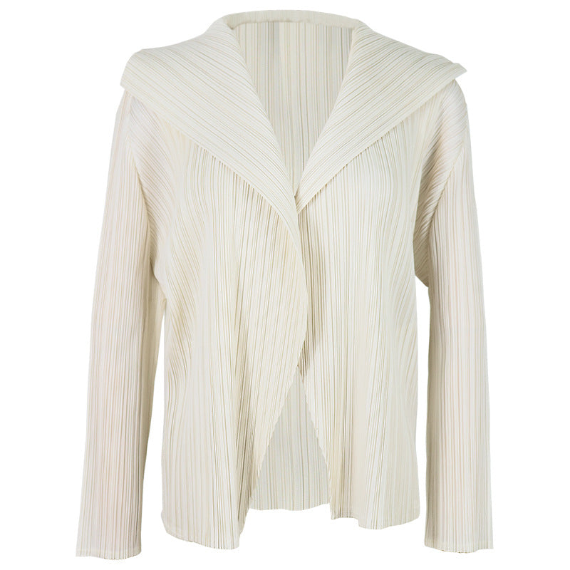 Niche Polo Collar Top Solid Color Beige Versatile Small Coat Women