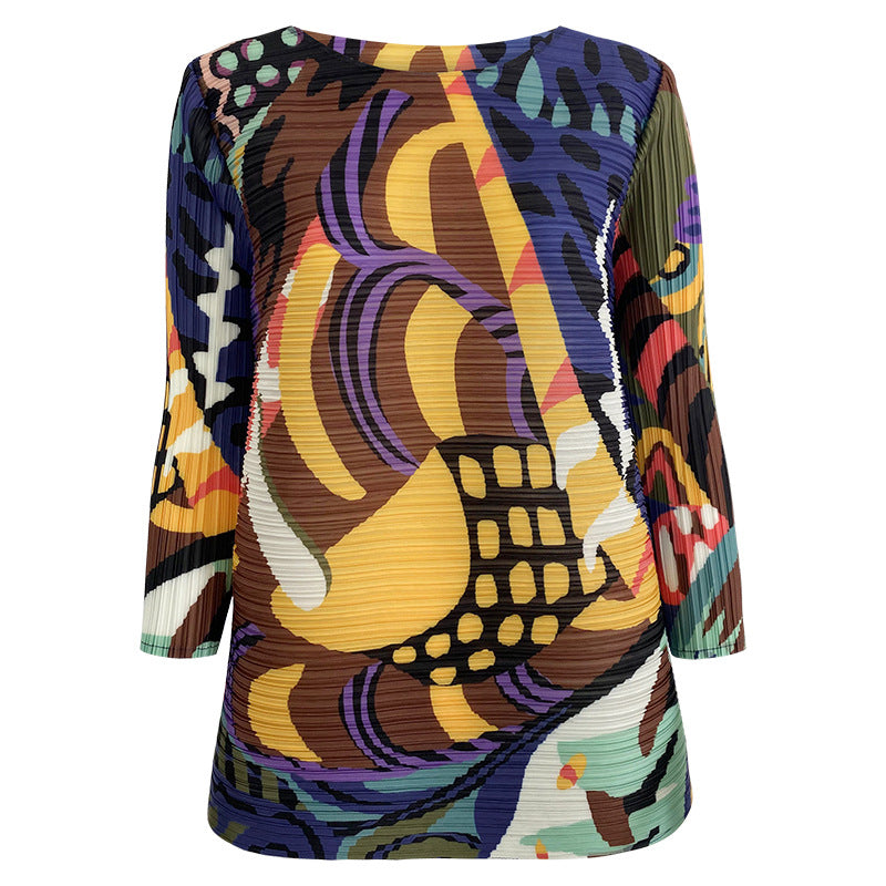 Design Sense Niche T-shirt round Neck Loose Graffiti A- line Skirt Top for Women