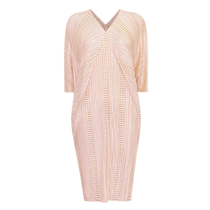 New Pink to Make You Younger Slimming Sense of Design Elegant Mid-Length Batwing Sleeve Gilding Dress